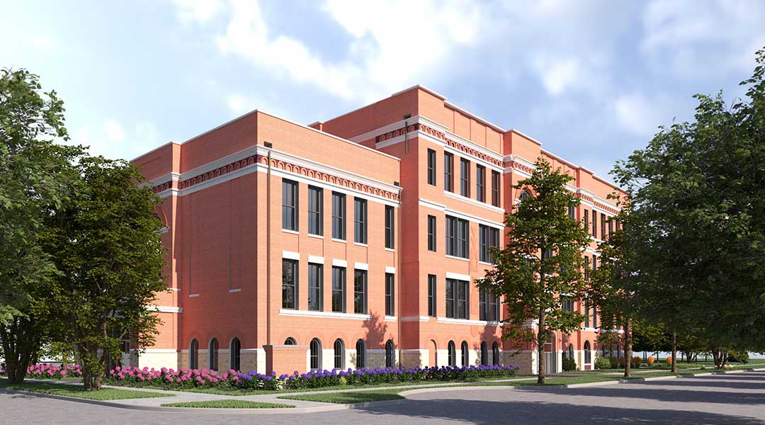 Image rendering of the Earle School affordable housing redevelopment in Chicago’s Englewood Community.