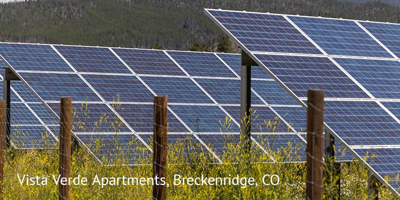 Photo of the solar array at Vista Verde Apartments in Breckenridge, CO.